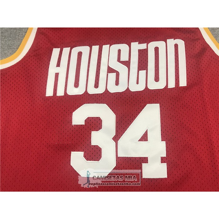 Camiseta Houston Rockets Hakeem Olajuwon NO 34 Mitchell & Ness 1993-94 Rojo